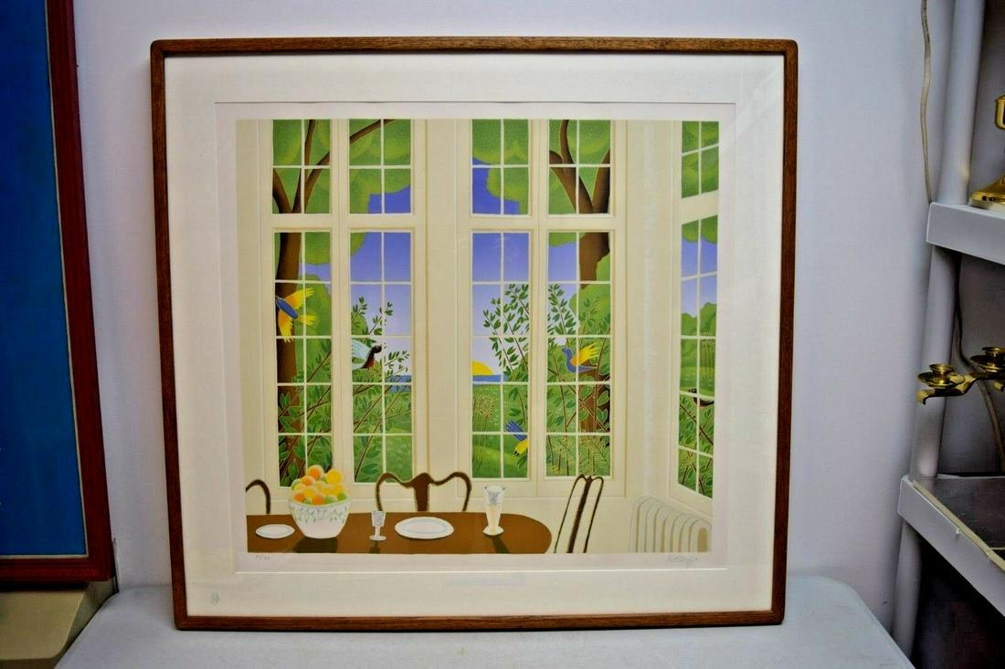 Thomas McKnight Hand Signed and Numbered Color Silk: A nice find! Thomas McKnight signed and numbered silk screen (#51/175) as shown Hand signed and numbered by the artist The wood frame measures 36 1/4" wide x 34 1/4" ht. One very happy winner! Please