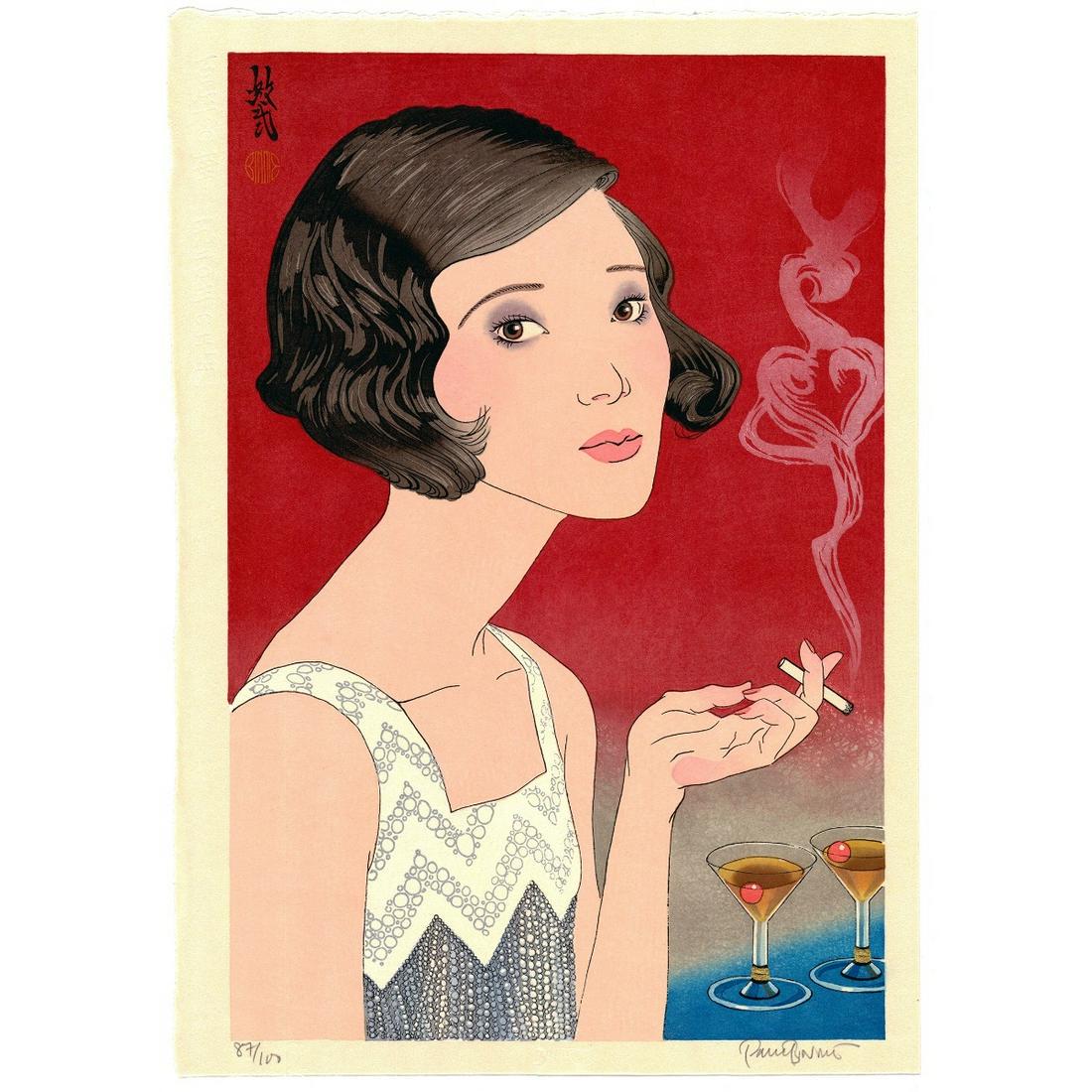 Paul Binnie, Beauty Portrait, A Modern Girl of 1920,: Artist: Paul Binnie (1967 Â– ) Title: A Modern Girl of 1920 Series: Flowers of a Thousand Years (Hyakunen no hana) Published: by the artist Date: 2013 Edition: 87/100 Dimensions: 47 x 33.5 cm The J