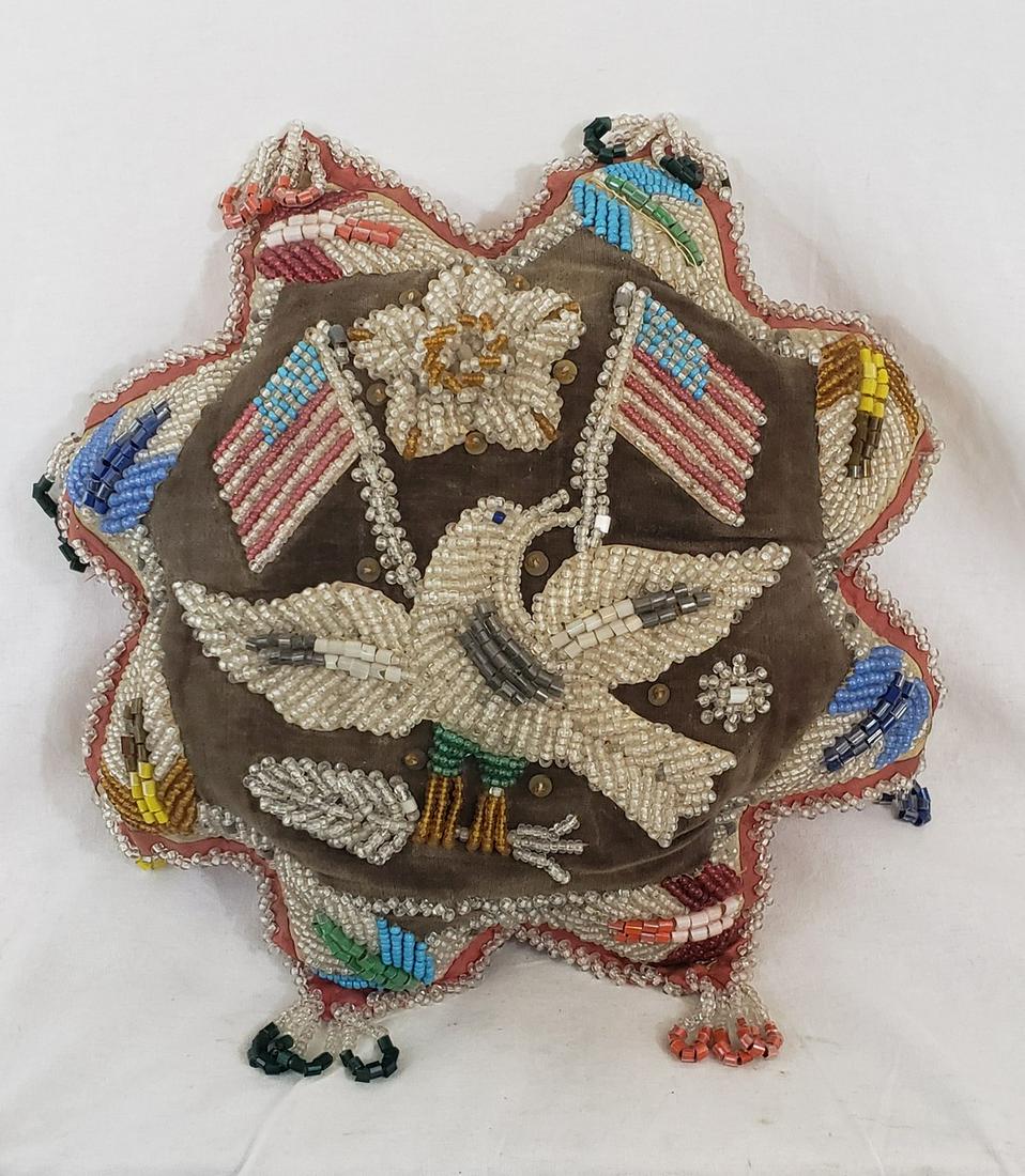 Huge patriotic Iroquois pincushion ca 1890-1910 (1 of 6)