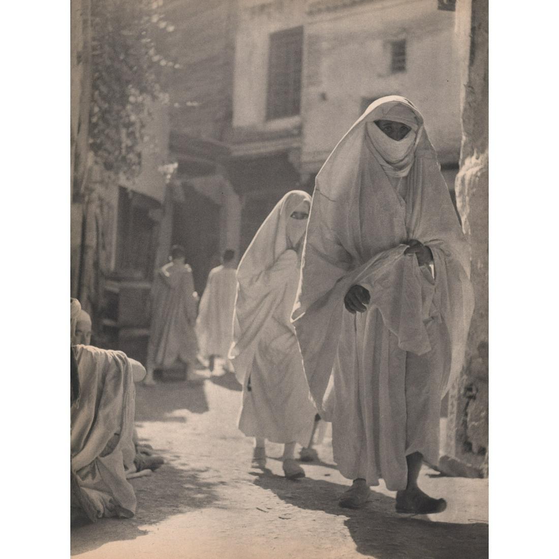 PIERRE BOUCHER - A Street in Fez: Artist: PIERRE BOUCHER Print Title: A Street in Fez Medium: Sheet-fed Gravure Printing Date: 1930's Printed in France Image size approx. 11 x 9.5 inches Pierre Boucher (1908 - 2000 ) was a French phot