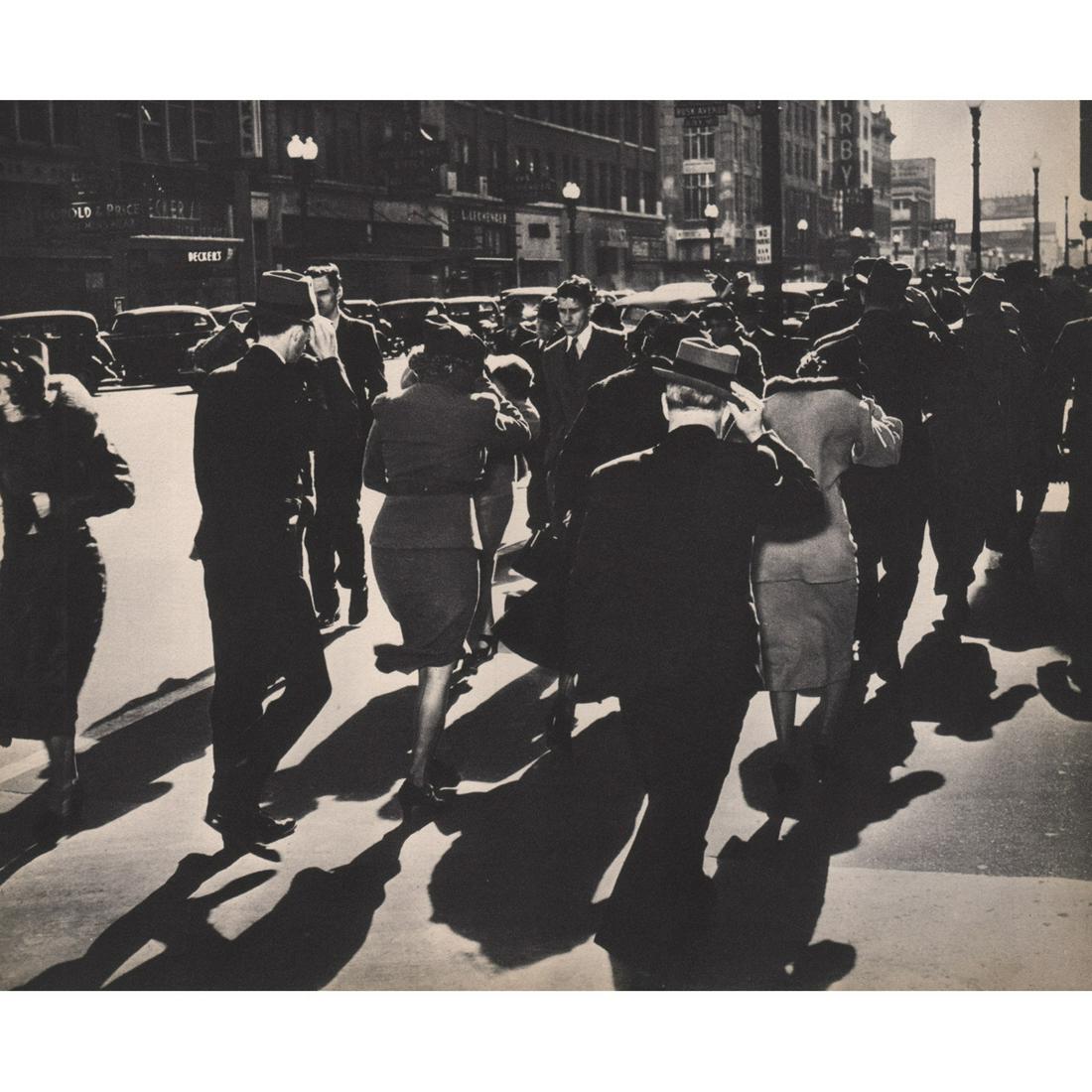 PAUL PETERS - Houston Street Scene: Artist: PAUL PETERS Print Title: Houston Street Scene Medium: Sheet-fed Gravure Printing date: 1930's Printed in the USA Image Size approx: 6.75 X 8 inches Reserve: $30.00 Shipping: Domestic: Flat-rat