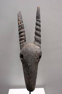 Naoudeba Antilope Headdress: Title: Naoudeba Antilope HeaddressDate/Period: XXth centuryMaterials: WoodDimension: 18" 4/8Description: Rare antilope headdress from the Naoudeba people of Northern Togo. On a custom base.