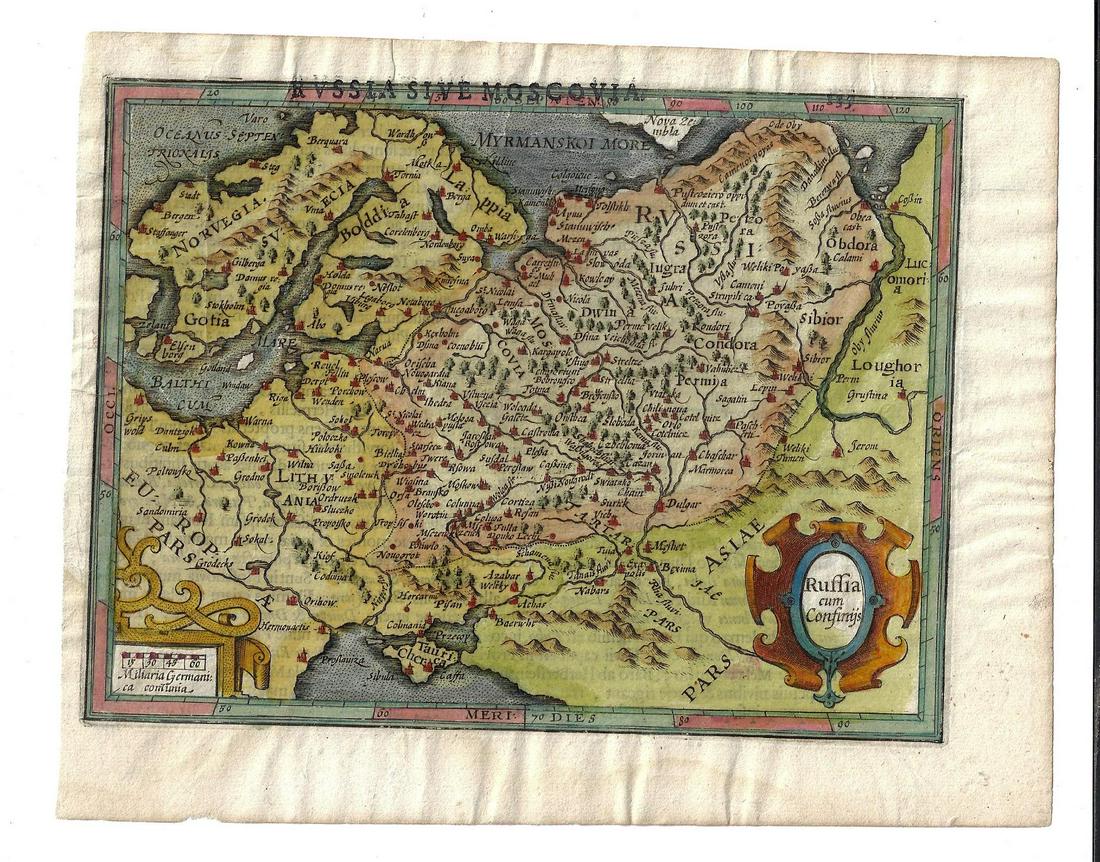 Early 18th C Handcolored Map Russia Moscovia (1 of 1)