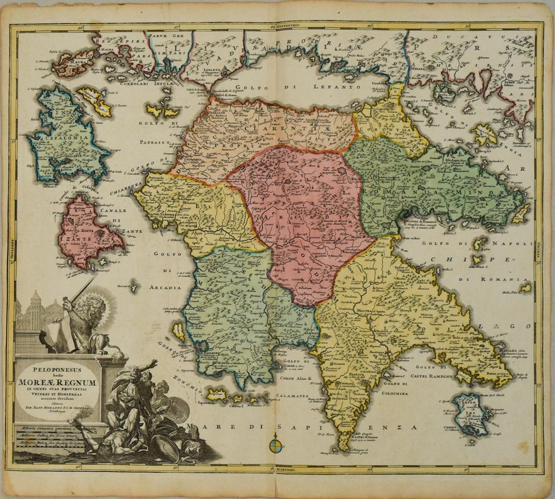 1716 Homann Map of Southern Greece -- Peloponesus hodie (1 of 1)