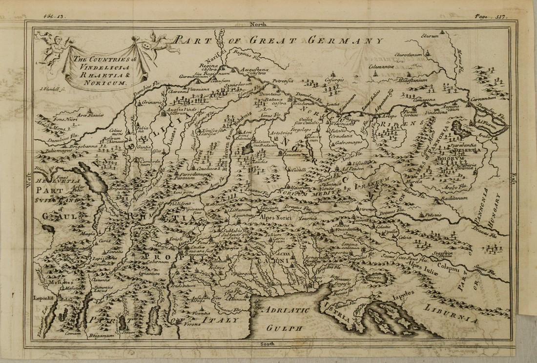 1750 c. Map of Eastern Alps Region in Ancient Times -- (1 of 1)