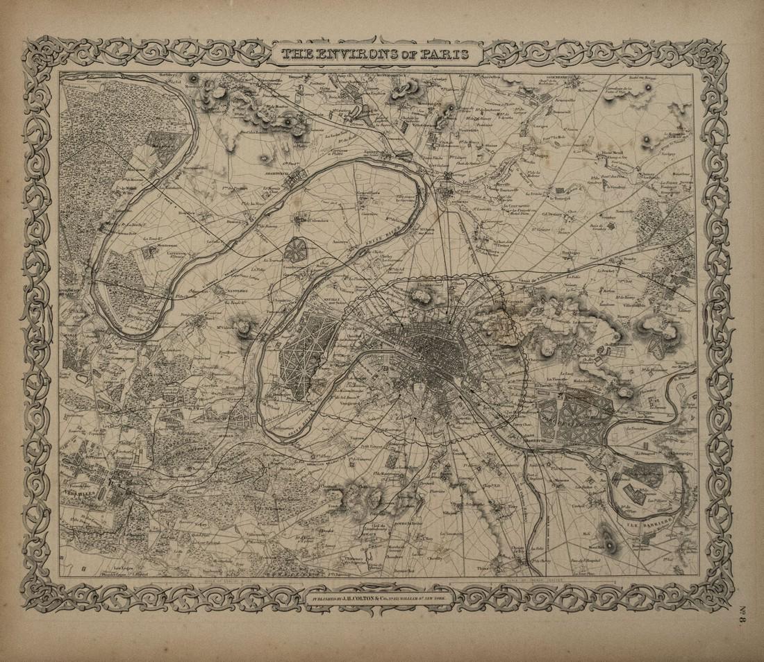 1859 Colton Map of Paris -- The Environs of Paris (1 of 1)