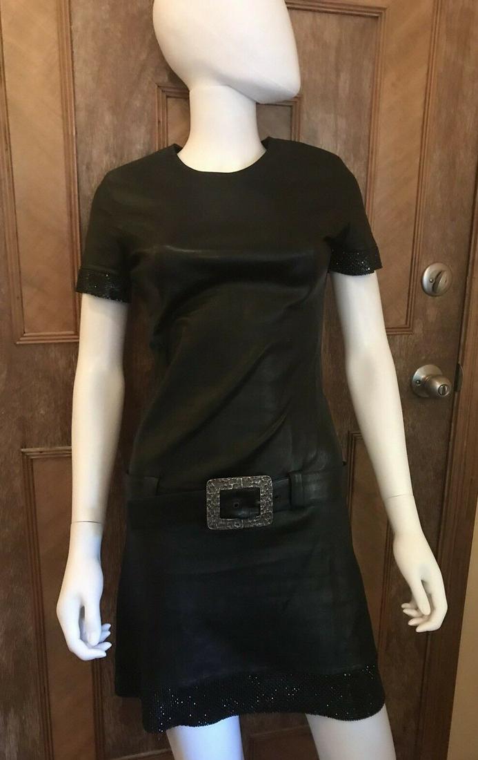 Jitrois Black Leather And Sequin Dress Size 38: DK Mikimoto 14k Yellow Gold & Pearl Ring Wonderful ring that is a necessity in your collection. The weight in total is 3.9 grams. The length is 1 1/8 inches. The width of the big pearls are 5/16 of an