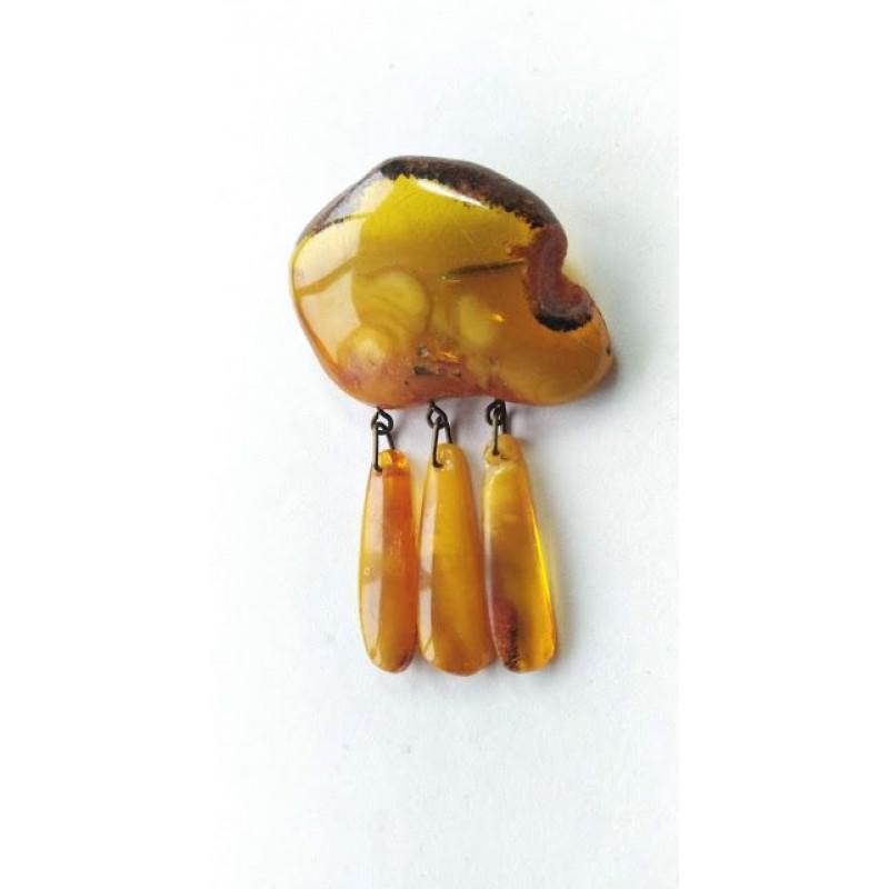12.7 g. 100% natural Baltic amber brooch vintage yellow (1 of 10)