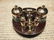 Brass Hardwood w 2 Clear Glass Inkwell bottles pots - 12