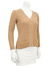 Marelli Tan zip front ribbed cardigan with gold chain