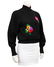 Ungaro Black wool knit sweater with oversewn florals