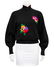 Ungaro Black wool knit sweater with oversewn florals - 3