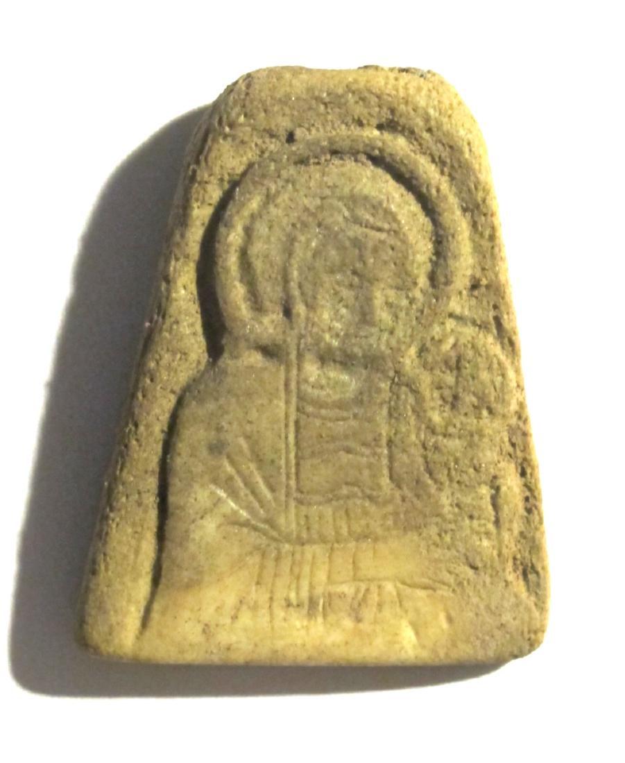 Beautiful Ancient 12-13 c. Byzantine / Russian Icon.: Title: Beautiful Ancient 12-13 c. Byzantine / Russian Icon. Rare! Origin: Russia Materials: Bone Size: 37x48 mm Additional Information: Beautiful 12-13 century Byzantine / Russian Icon. Extremely Rare