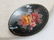 Vintage Black Floral Lacquered Brooch, Hand-Painted, - 3