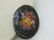 Vintage Black Floral Lacquered Brooch, Hand-Painted, - 4