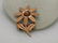 Vintage Copper Floral Brooch, Gold Rhinestone Center,