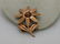 Vintage Copper Floral Brooch, Gold Rhinestone Center, - 2
