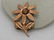 Vintage Copper Floral Brooch, Gold Rhinestone Center, - 3