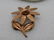 Vintage Copper Floral Brooch, Gold Rhinestone Center, - 5