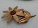 Vintage Copper Floral Brooch, Gold Rhinestone Center, - 6