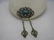 Vintage 1930's-1940's Brooch with Dangles, Green Glass, - 4