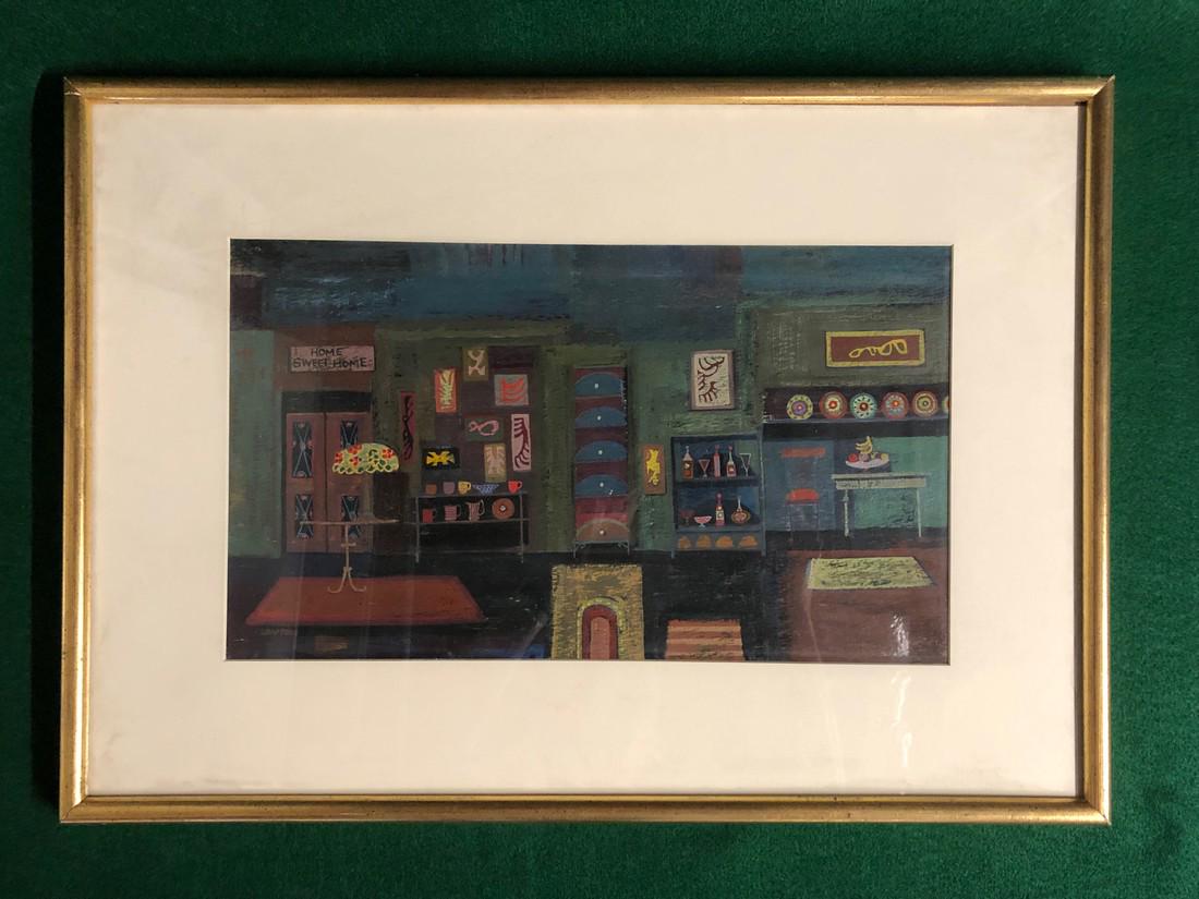 Mid Century Modern Oil Painting by Margaret Layton: No Reserve! Title: Mid Century Modern Oil Painting by Margaret Layton Date/Period: Mid-Century materials: Oil on Board Dimension: 16" x 22 1/2" Additional Information: Modern Oil Painting by American 