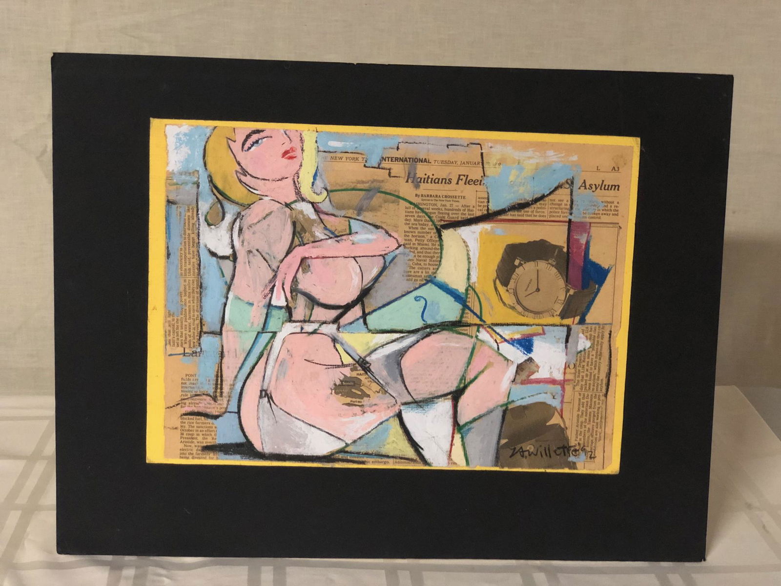 Original Gouache collage by NY Artist Lawrence: No Reserve! Title: Original Gouache collage by NY Artist Lawrence Alexander Willette Date/Period: c. 1980's materials: Gouache collage on paper Dimension: 15" x 20 Additional Information: Signed origi