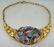 SIGNED STAMPED UNIQUE 18K YELLOW GOLD NECKLACE SAPPHIRE