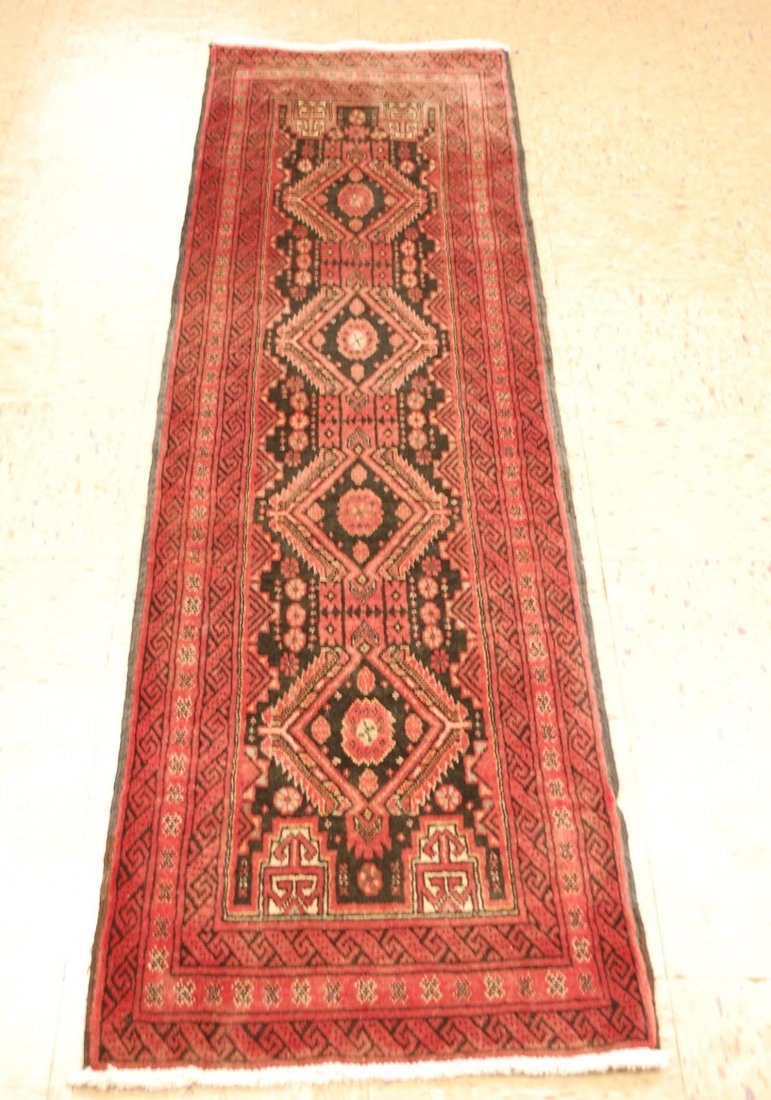 Ci 1930s ANTIQUE BLACK FIELD BALOUCHI RUG RUNNER (1 of 8)