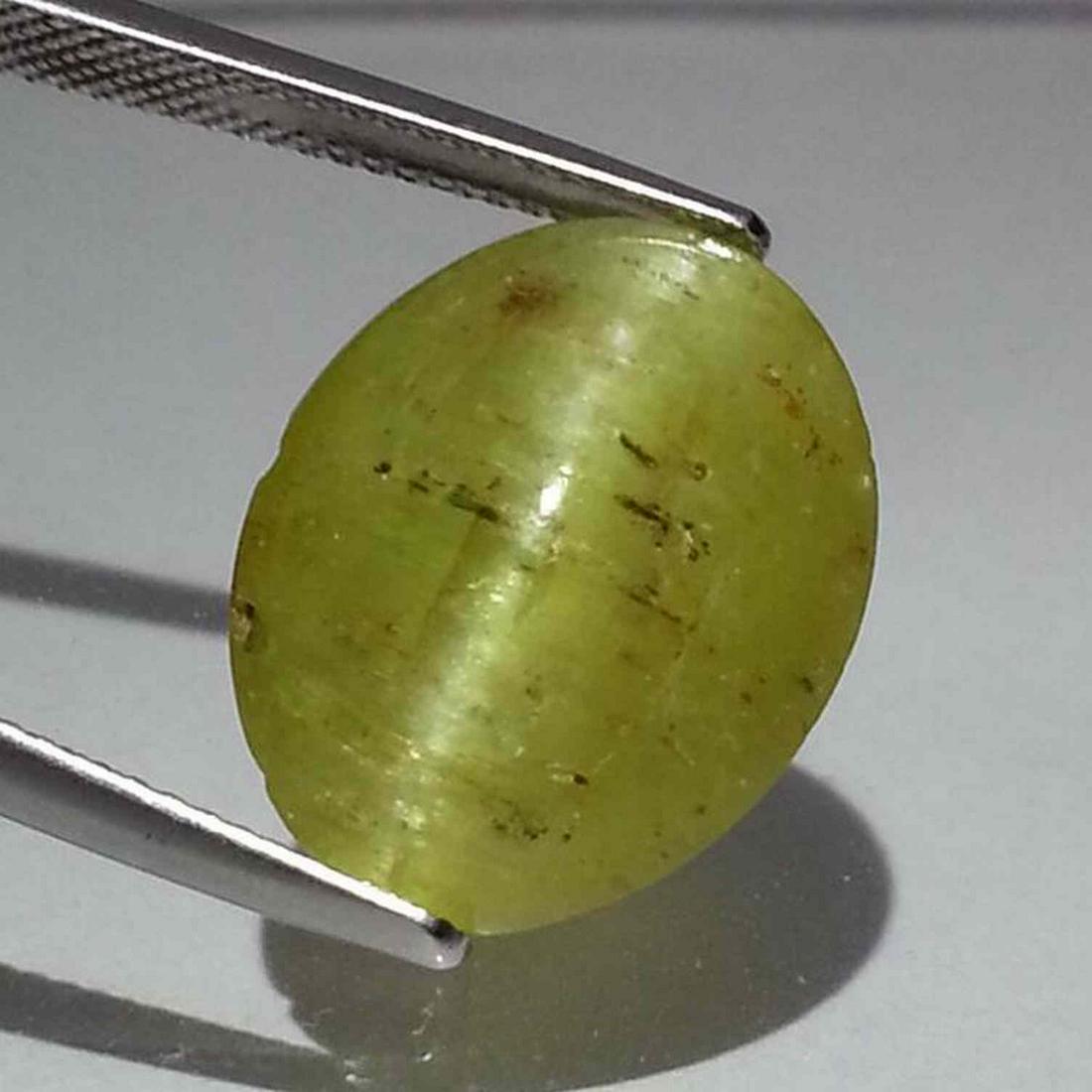 10.87 ct Natural Apatite cat's Eye: No Reserve! Title: 10.87 ct Natural Apatite cat's Eye Color/Clarity: Semi Transparent Gemstones: Loosegemstone Carat Weights: 10.87 Size/Dimensions: 15.20 x 11.60 x 7.70 Additional Information: Oval -