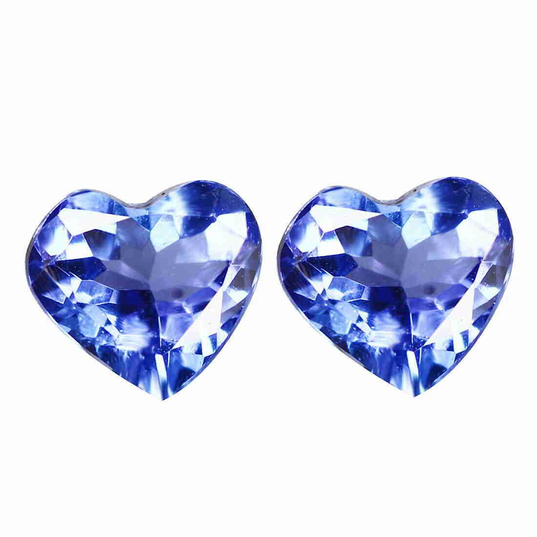1.03 ct natural IF tanzanite pair heart (1 of 2)