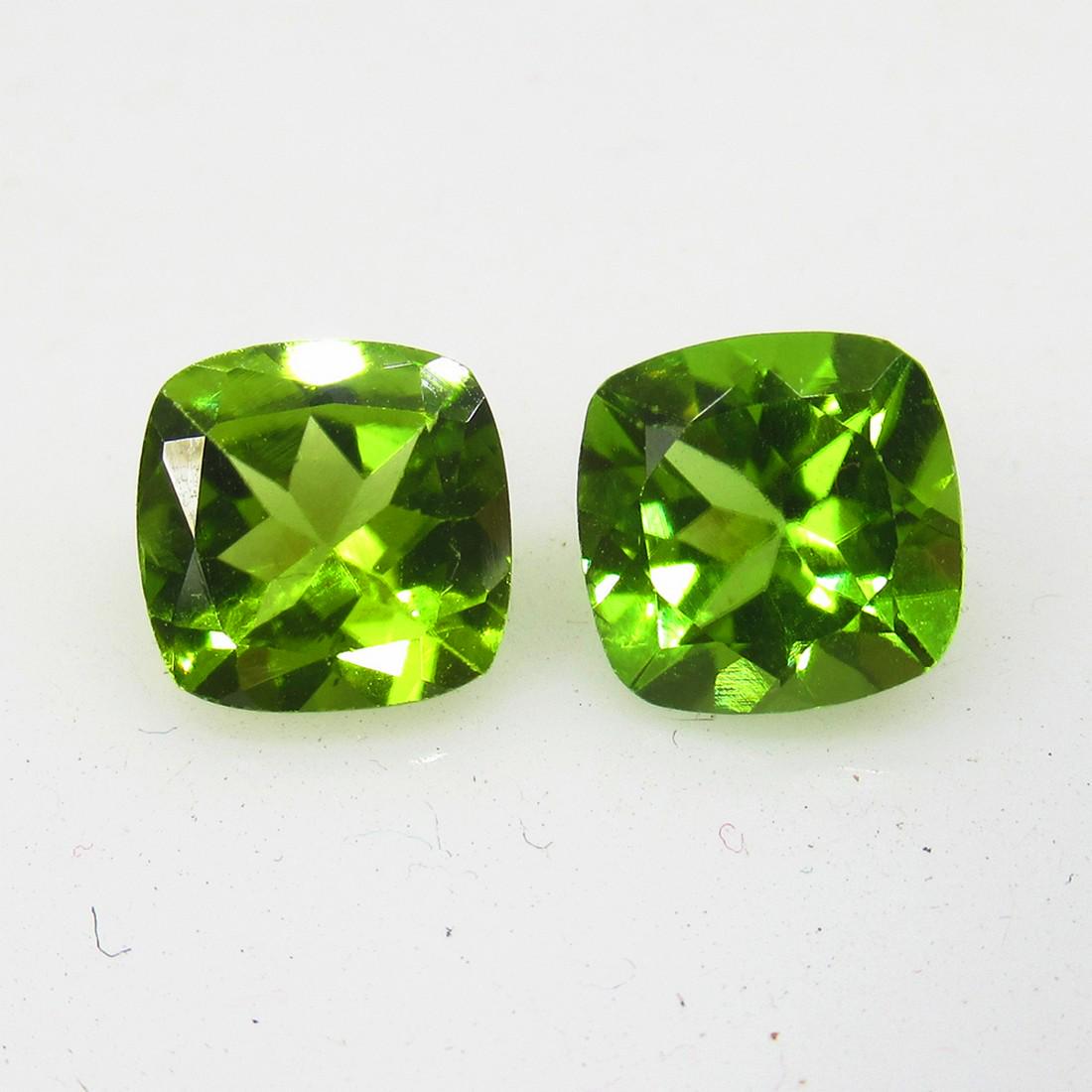 3.21 Ct Natural Pakistan Peridot Cushion Pair (1 of 2)