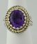 LADIES 925 18k YELLOW GOLD JEANEA 12x10 OVAL PURPLE