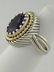 LADIES 925 18k YELLOW GOLD JEANEA 12x10 OVAL PURPLE - 3