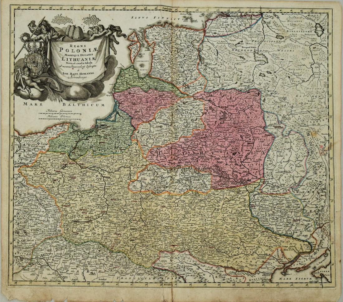 1720 c. Homann Map of Poland, Lithuania to the Black (1 of 1)