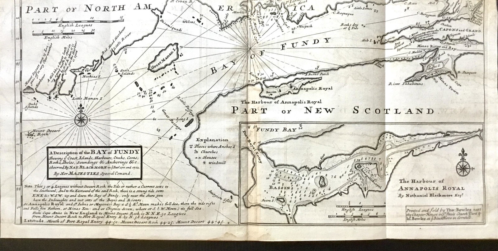 Bay of Fundy. RARE. Best map of area to date.: Title: Bay of Fundy. RARE. Best map of area to date. Date/Period: 1732/1736 Materials: Copper plate engraved Dimensions: 17 1/4 x 9Â” By. H. MOLL. From atlas minor. Published. London Reserve: $240.