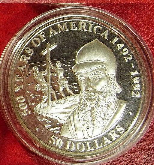 1990 Cook Is Large Silver Proof $50 500 years.America (1 of 2)