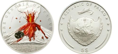 2006 Palau Large Proof Silver color $5 Volcano with (1 of 1)