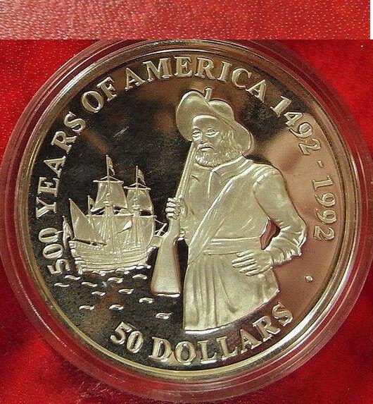 1990 Cook Is Large Silver Proof $50 500 years.America (1 of 2)