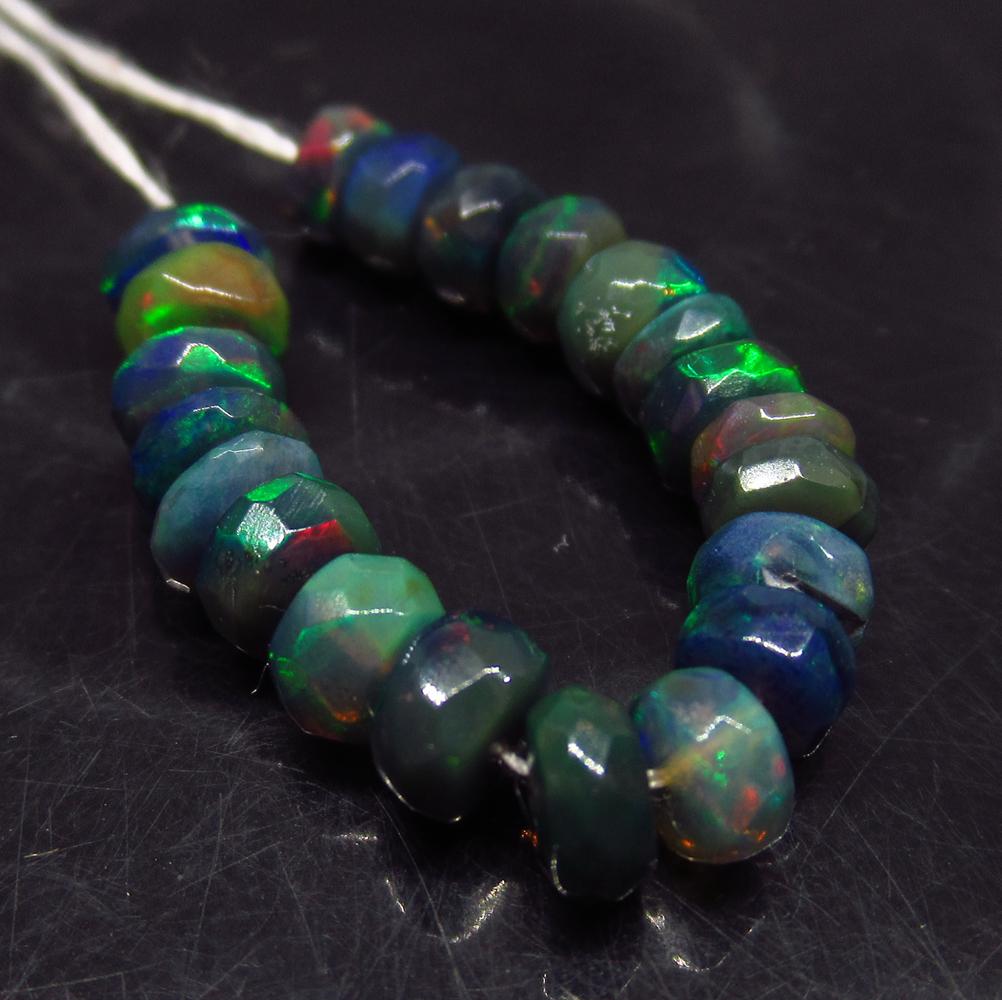 4.49 Ct Natural 21 Drilled Faceted Fire Black Opal (1 of 2)