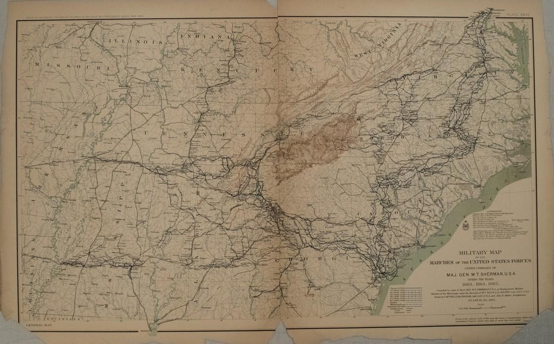 1892 Cowles Civil War Map of Battles and Marches by (1 of 1)