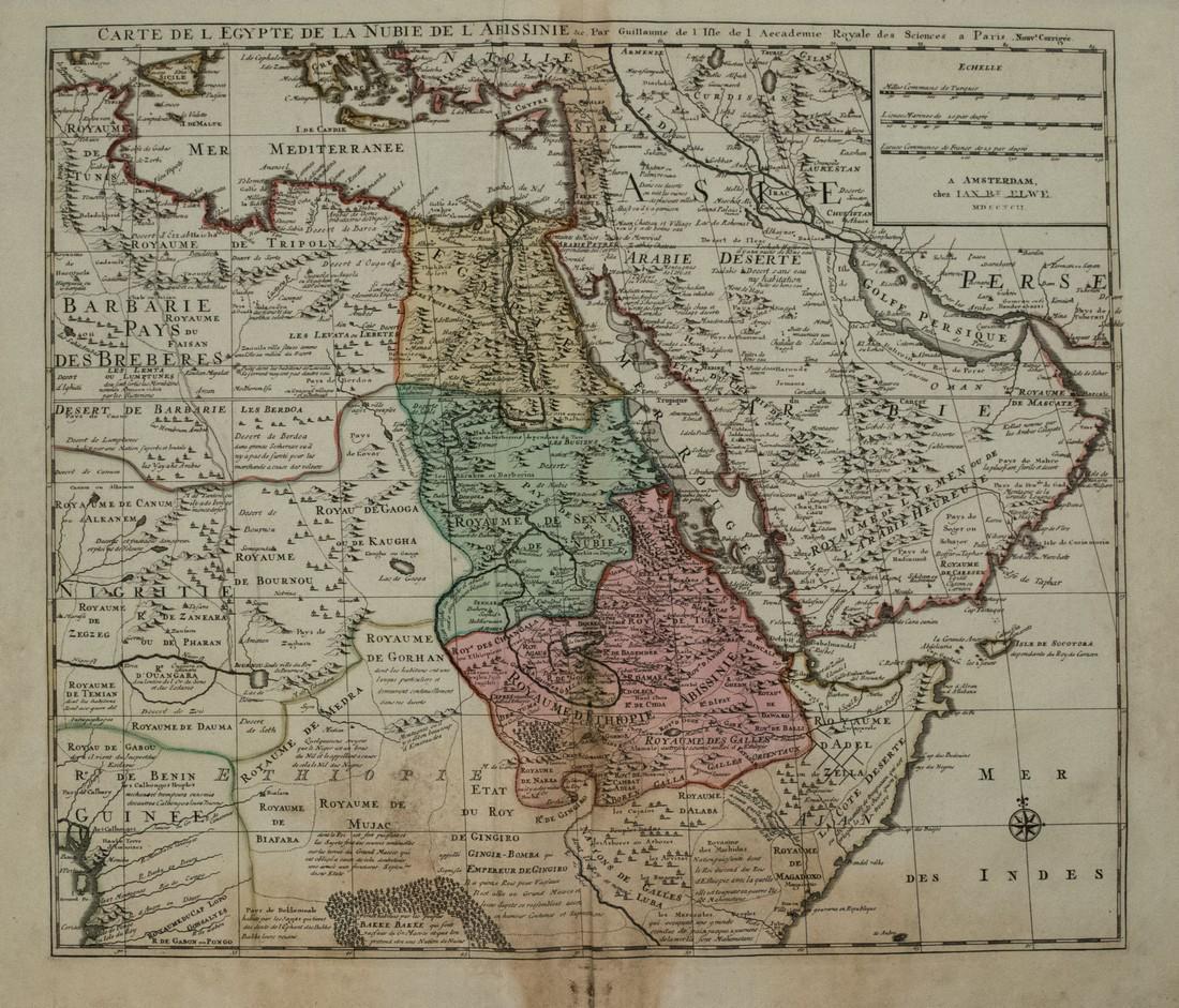 1792 Elwe Map of Northeast Africa and Arabian Peninsula: Title: 1792 Elwe Map of Northeast Africa and Arabian Peninsula -- Carte de l Egypte de la Nubie de l'Abissinie &c. Cartographer: J Elwe Year/Place: 1792, Amsterdam Dimensions: 19.2 X 22.4 in. Descript