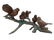 A bronze sculpture of 5 sparrows on a branch - Natural - 3