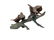 A bronze sculpture of 5 sparrows on a branch - Natural - 5