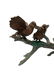 A bronze sculpture of 5 sparrows on a branch - Natural - 7