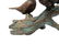 A bronze sculpture of 5 sparrows on a branch - Natural - 9
