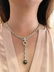 Reversible Black Pearl Drop Diamond Link Necklace in - 10