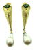 Green Tourmaline and Baroque Pearl Drop Earrings in 18k