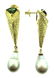 Green Tourmaline and Baroque Pearl Drop Earrings in 18k - 4