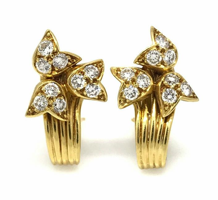 DIOR Lily of the Valley Diamond Earrings in 18k Yellow (1 of 3)